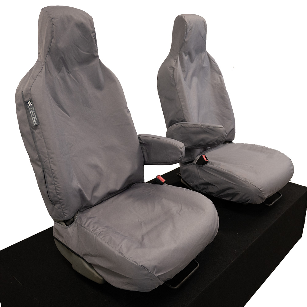 North American Custom Covers Front Seat Cover Set For Ford E-Series E-150 E-250 E-350 E-450 2008+ – Gray, Poly-Cotton, Waterproof