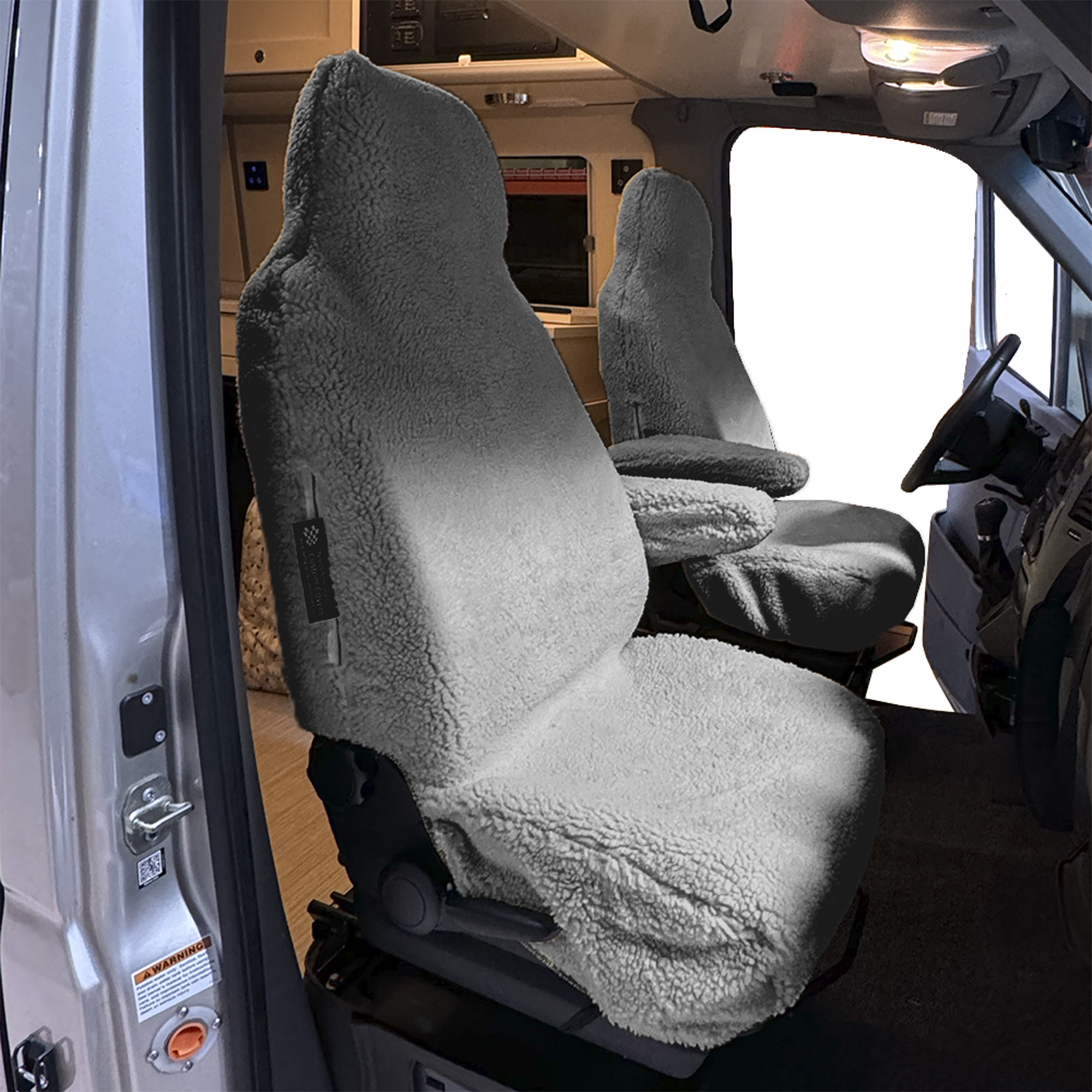 UK Custom Covers Faux Sheepskin Seat Covers For Hymer Motorhome – Front Pair, Multiple Colors, RHD